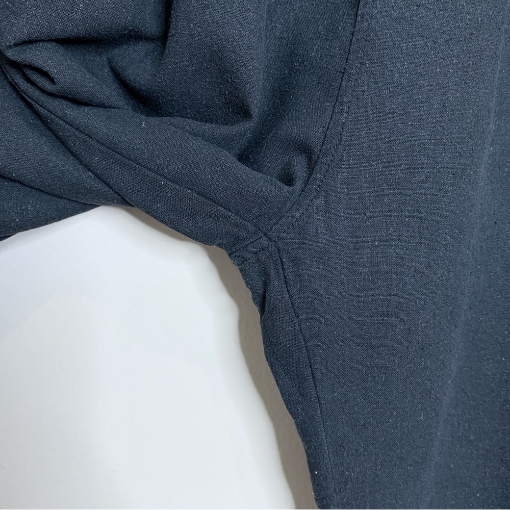 Ozma Coverall Jumpsuit (Sz L) Sleeveless Tapered Crop Raw Silk Noil Black - Picture 11 of 13